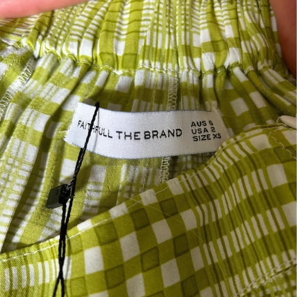 NWT faithfull the brand Marin green gingham plaid midi button skirt - Picture 4 of 6